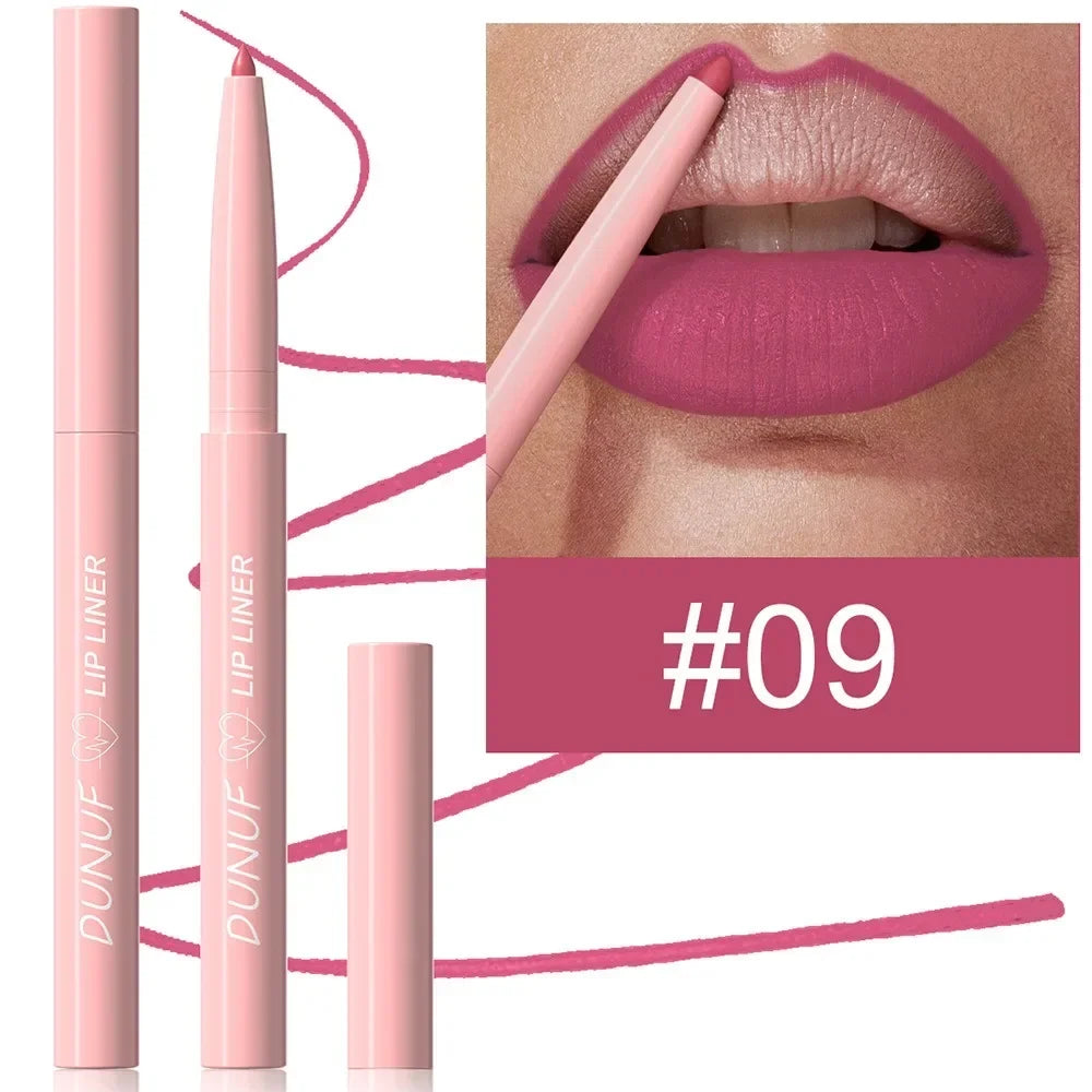 Blushimmer tapered lip liner pencil in natural nude brown with a long-lasting matte, creamy, waterproof lip stain and slim design.