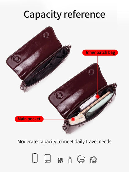 Shiny women's crossbody shoulder bag by NNEOBA featuring a sleek design, adjustable strap, and glossy finish.