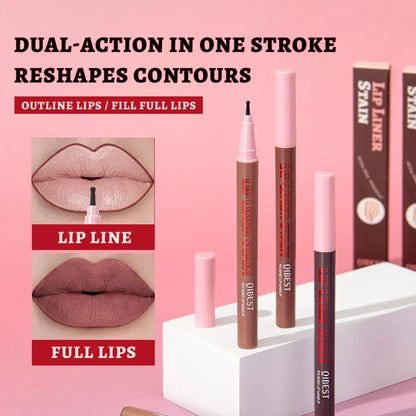 Blushimmer QIBEST matte liquid lipliner pencil for waterproof lip contouring and plumping, natural finish, outlined lips.