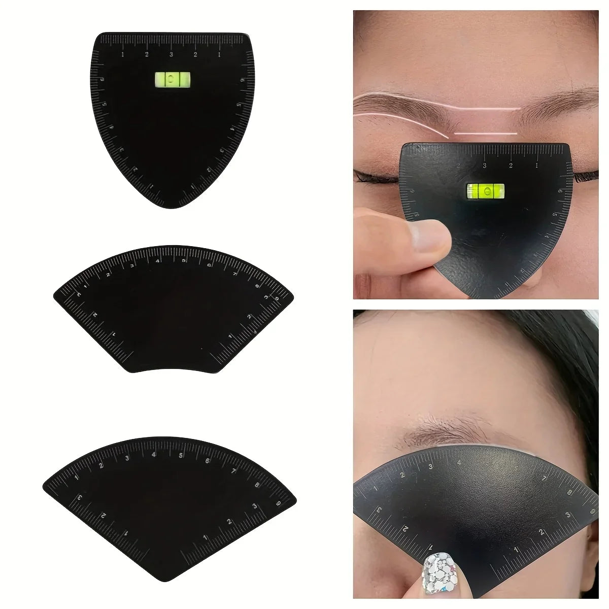 Blushimmer 1PC eyebrow stencil kit with multi-style templates and 3-point measuring ruler for precise microblading and makeup shaping