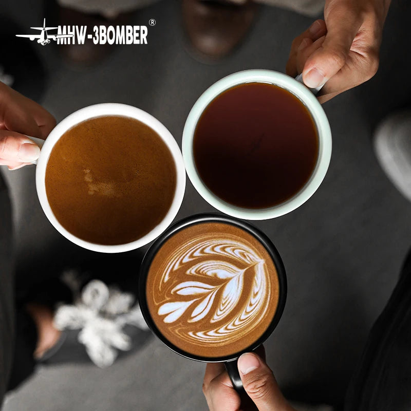 MHW-3BOMBER Coffee Cups Classic Latte Art Cups with Saucer 280ml Tea Cup Ceramic Espresso Mug Kitchen Bar Coffee Accessories