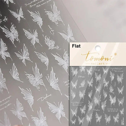 Shiny jelly butterfly 5D nail art sticker with rhinestones and insect design, perfect for DIY manicure decoration.