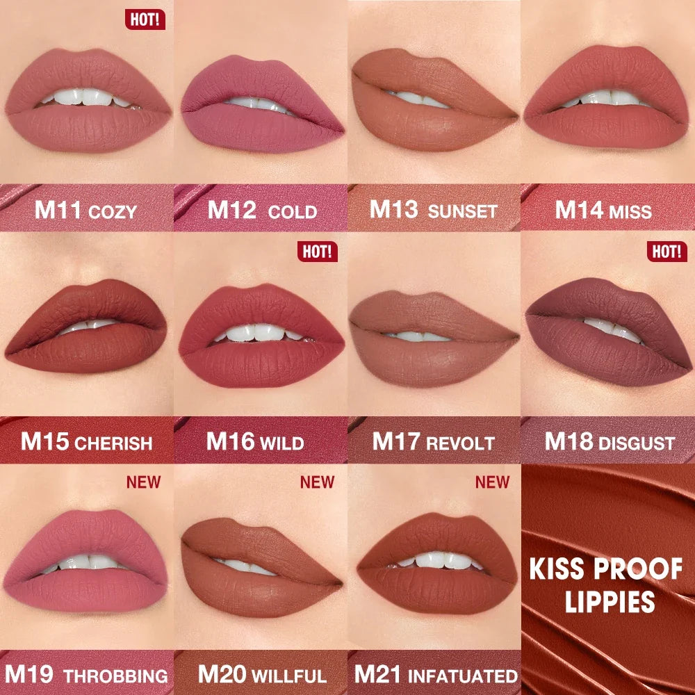 Blushimmer O.TWO.O Matte Lipstick Lip Tint in vibrant shades, waterproof, long-lasting, non-transfer, smooth, highly pigmented velvet finish.