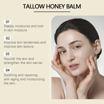 Blushimmer whipped beef tallow and honey face moisturizer with organic ingredients, fast absorption, suitable for face and body.
