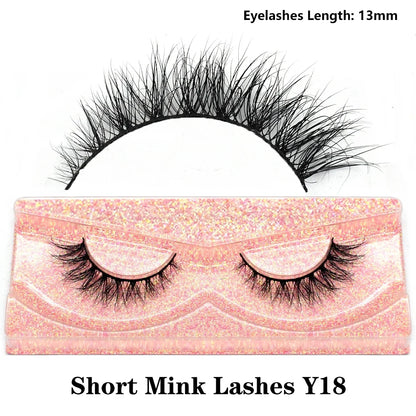 3D Mink Fluffy Half False Eyelashes Natural Soft Lightweight Clear Band Half Eye Strip Lashes Reusable Short Eyelashes Extension