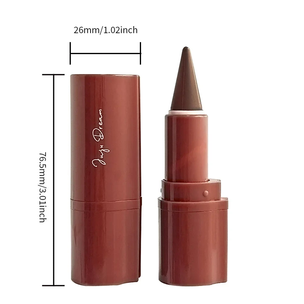 Blushimmer tapered gradient lip liner in matte black and brown, waterproof, non-sticky contouring lipstick crayon on a neutral background.