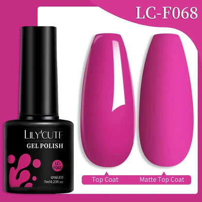 Colorful 7ml gel nail polish by Blushimmer, showcasing vibrant shades for long-lasting manicures and nail art with UV gel varnish.