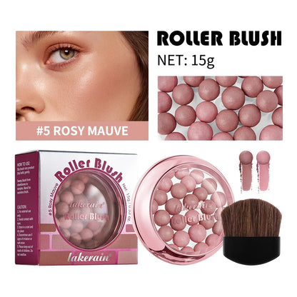 Blushimmer Lakerain spherical blush ball with pink pearl finish, delicate brightening cosmetic for a natural rosy glow
