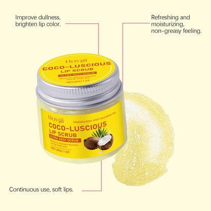 Blushimmer HOYGI turmeric lip scrub exfoliator with coconut oil, moisturizing repair for dry lips, softening and removing dead skin.
