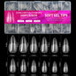 Set of 100/600 Blushimmer short almond gel nail tips, full cover false nails for acrylic and press-on manicures, salon and home use.
