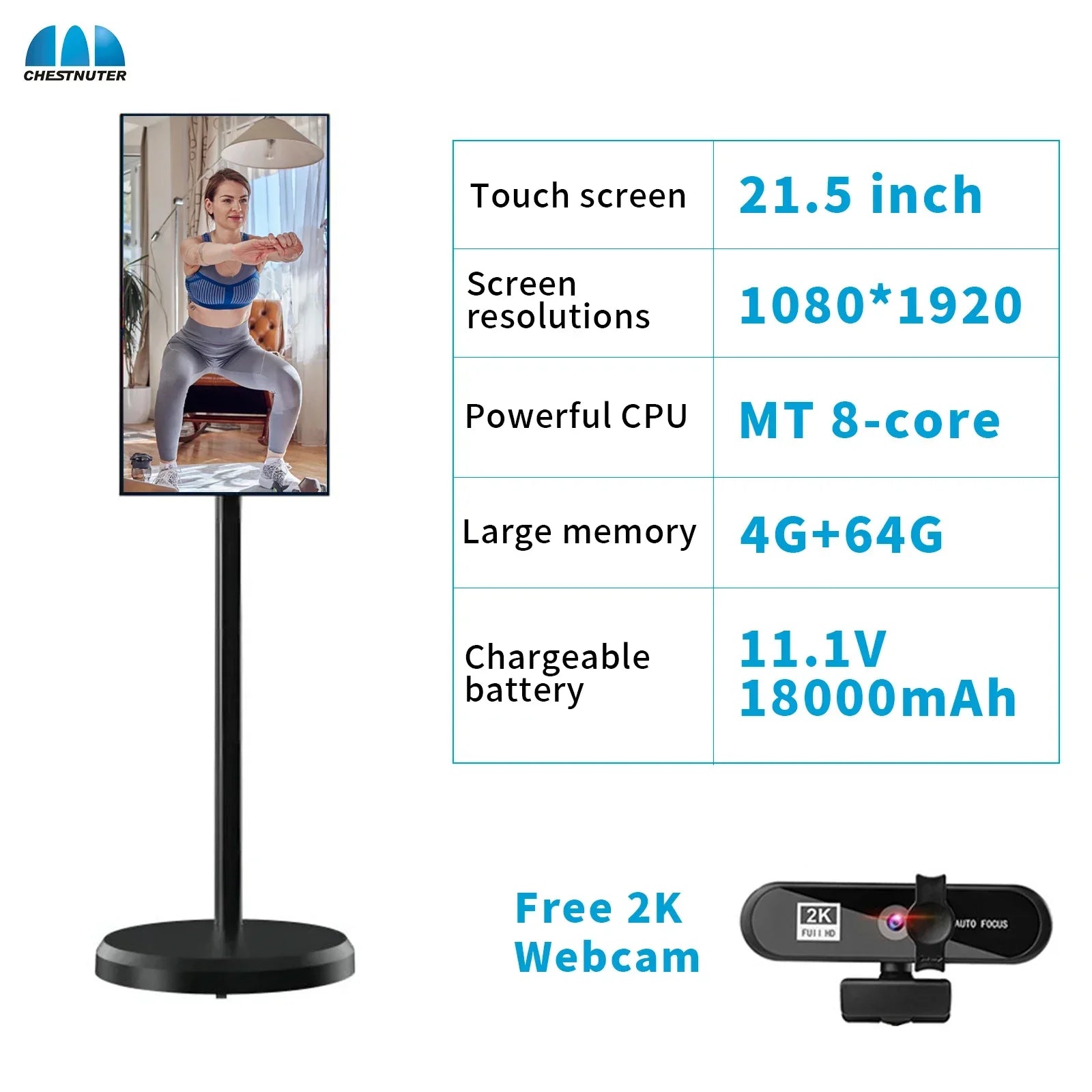 21.5 Inch 4K Smart TV with Stand And Battery Android 13 Incell Touchscreen 4GB+64GB/6GB+128GB Outdoor Live TV