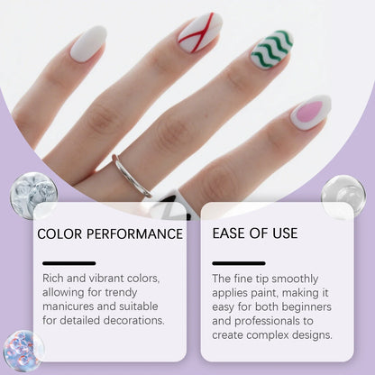 12pcs/Set Nail Art Graffiti Pen DIY Nail Art Painting Pens Abstract Lines Fine Design Multi-Color Drawing Nail Painting Tools