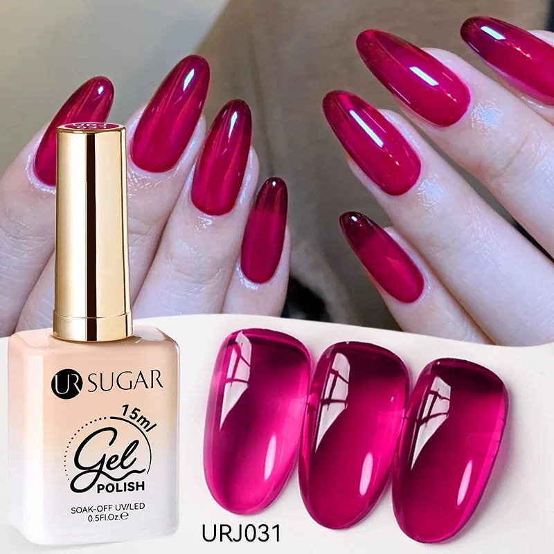 Blushimmer UR SUGAR 15ml translucent white jelly gel polish for semi-permanent UV gel nail art, soak-off varnish in a sleek bottle