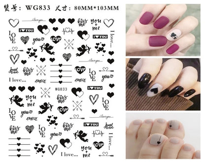 Black and white Blushimmer nail art stickers featuring sexy woman and girl designs, press-on nail decals and decorative wraps.