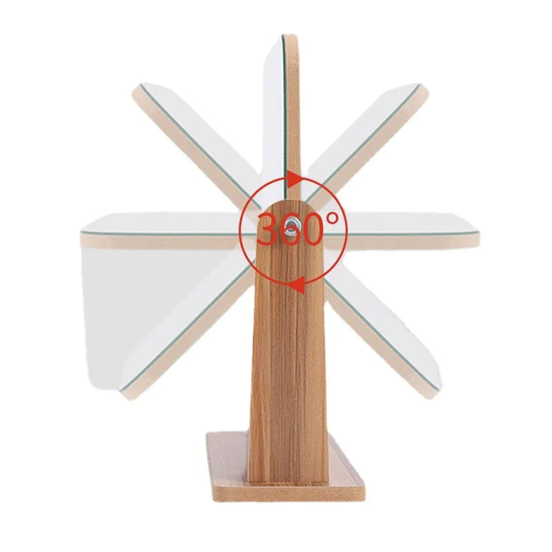 Blushimmer dresser vanity makeup mirror with wood stand, 360-degree rotating compact cosmetic mirror for countertop use.