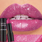 Chocolate brown metallic glitter lipstick from Blushimmer with a shimmery, long-lasting, waterproof, non-fade pearl finish.