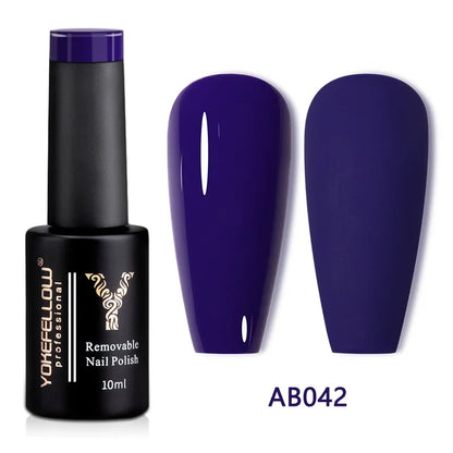 YOKEFELLOW 10ml translucent pink gel nail polish by Blushimmer, showing the high-quality soak-off UV gel with a smooth, glossy finish.