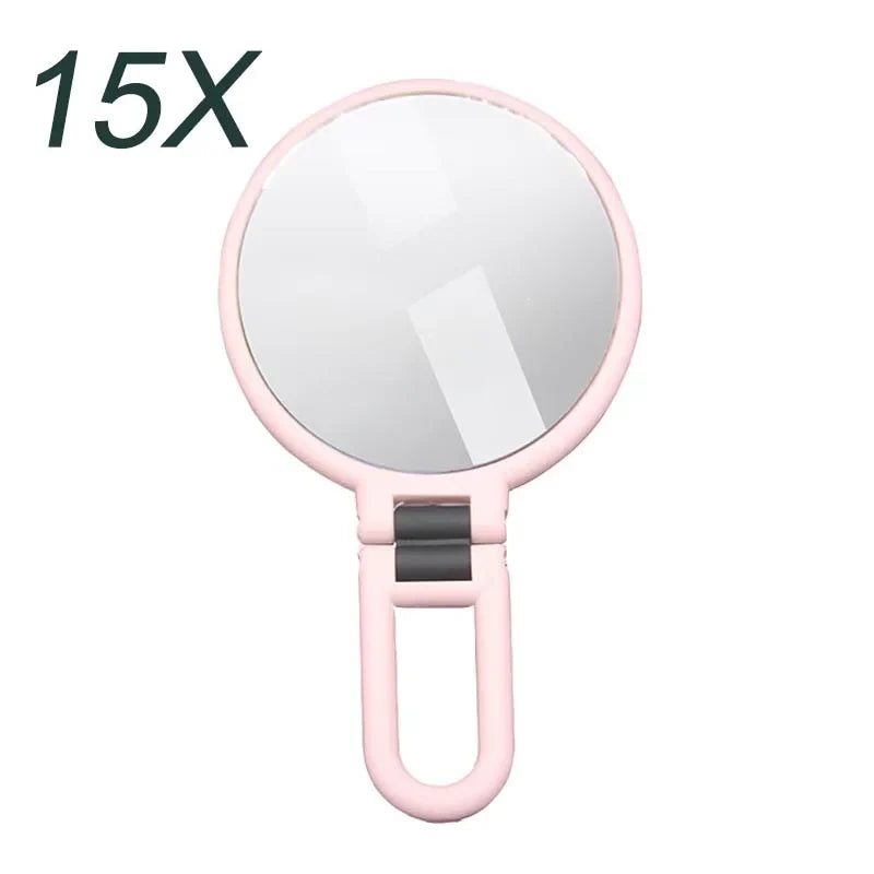 Blushimmer compact magnifying makeup mirror with 2x, 5x, 10x, 15x zoom, small folding design for women’s pocket or table use