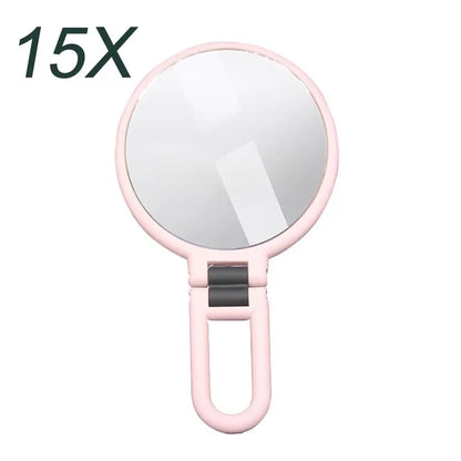 Blushimmer compact magnifying makeup mirror with 2x, 5x, 10x, 15x zoom, small folding design for women’s pocket or table use
