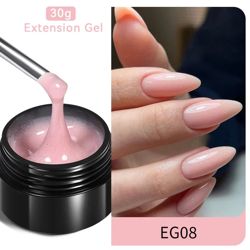 Blushimmer Born Pretty 30ml milky white hard gel for nail extensions, soak-off UV construction gel with clear acrylic finish