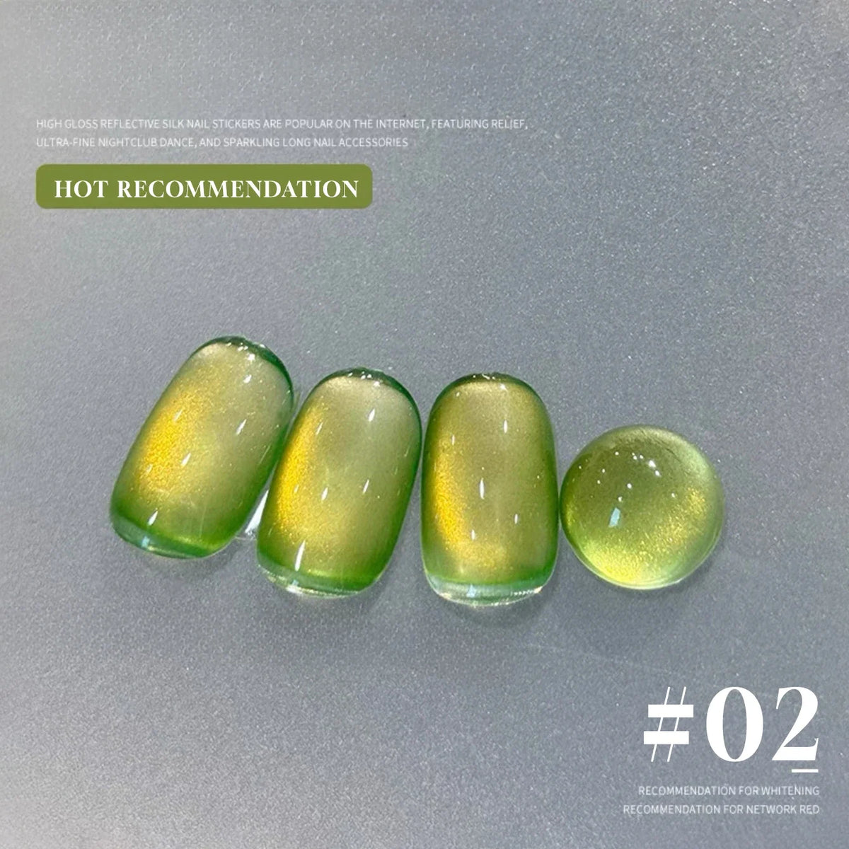 Blushimmer Mianel 12ml Emperor Green cat eye gel nail polish showing deep green color and glossy finish on nails