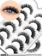 GROINNEYA 3D Mink Lashes Cat Eyelashes Fluffy Wispy Volume Lashes Natural Feathery Effect Lightweight Flexible Band Fake Lashes