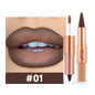 Sexy Red Black Lipstick Waterproof Lipliner Makeup Black Purple Rose Double Head Matte Lipgloss Tapered Lip Liner Contour Pencil