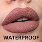 Matte velvet lip gloss by Blushimmer in various colors, featuring waterproof liquid lipstick, nude and red shades, with glossy finish.