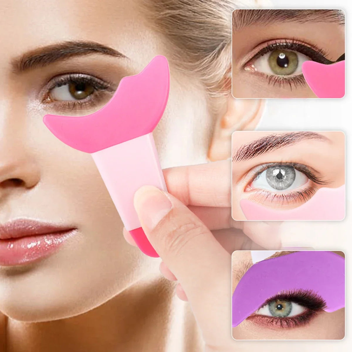 Blushimmer multifunctional silicone eyeliner stencils and mascara shield set with winged tip aids for precise makeup application.