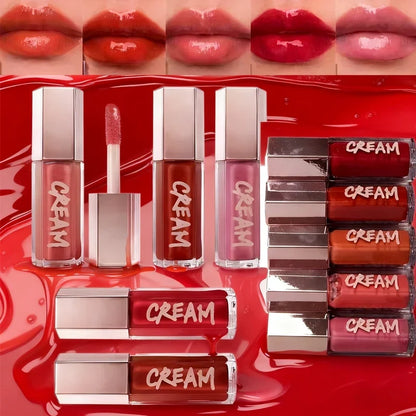 Blushimmer Fenty Beauty mauve pink waterproof liquid lip gloss with a glossy finish on lips.