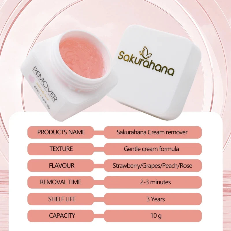 Blushimmer Sakurahana eyelash glue remover gel cream with a smooth applicator, designed for gentle makeup lash glue removal.