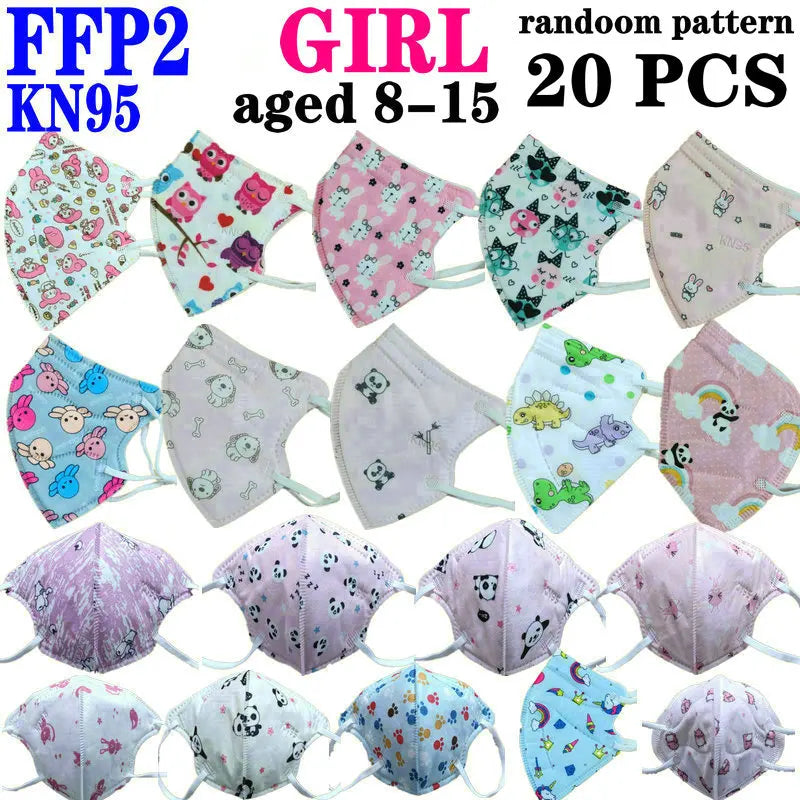 Child FFP2 KN95 Mask Kid 4-12 8-15Years Old Cartoons Masque Boys Girls Children Mascarillas CE Face Mask Safety fpp2
