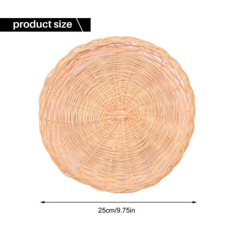 Bamboo Paper Plate Holder - 10 Inch Round Woven Plate Holder, Reusable Paper Plate Holders For Picnic Party