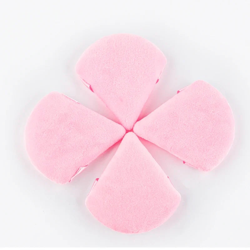 Set of 1/2/3/6 triangle velvet powder puffs by Blushimmer for face and eye makeup, reusable, washable cosmetic sponge.