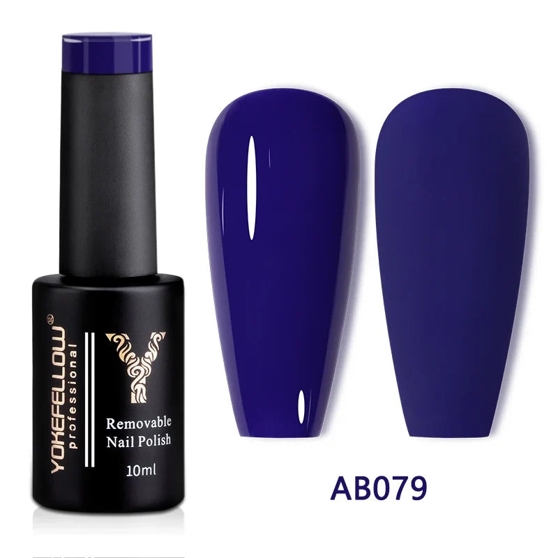 YOKEFELLOW 10ml translucent pink gel nail polish by Blushimmer, showing a smooth, glossy finish on natural nails