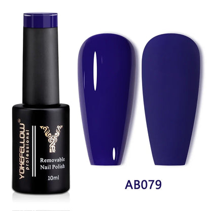 YOKEFELLOW 10ml translucent pink gel nail polish by Blushimmer, showing a smooth, glossy finish on natural nails