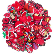 Random 10-30Pcs Red Series Shoe Charms For Shoe Key Chain Sandals Beach Bags, DIY Shoe Decorations Accessories Shoes Pins