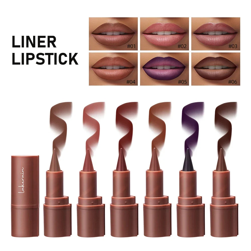 Blushimmer Lakerain matte black-brown lip liner crayon with waterproof, non-sticky contouring tint for lips.