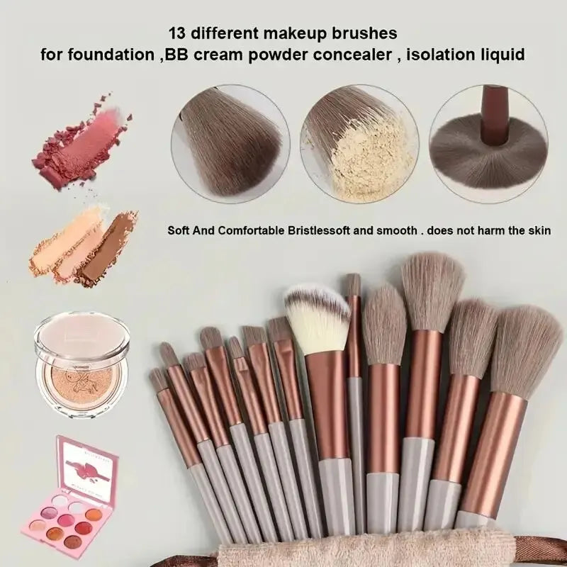 Blushimmer makeup brush set with soft, fluffy brushes for foundation, powder, eyeshadow, and blending, professional cosmetic tools