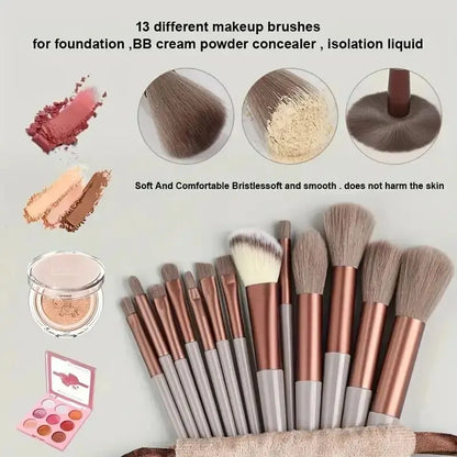 Blushimmer makeup brush set with soft, fluffy brushes for foundation, powder, eyeshadow, and blending, professional cosmetic tools