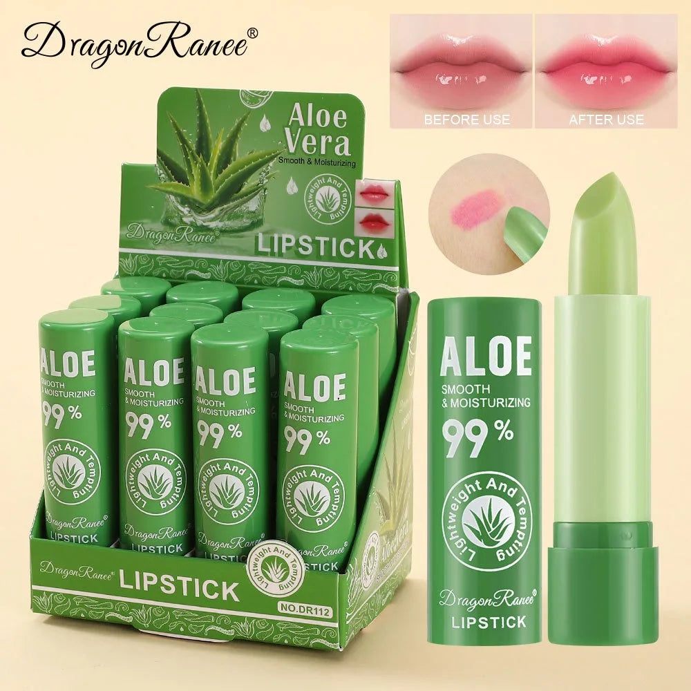 Blushimmer aloe lipstick with color-changing, moisturizing formula, nourishing and hydrating lips for a natural, glossy look