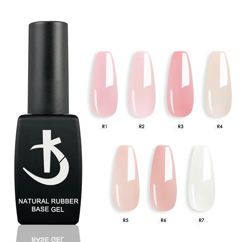 Blushimmer Milky White Rubber Base Gel Polish in Nude Pink for gel nails, UV LED enamel, semi-permanent natural color, nail art.