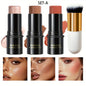 4pcs Blush & Highlighter Contour Stick with Brush - Waterproof, Long-Lasting, Multi-Function Makeup for Blush, Dark Circles.