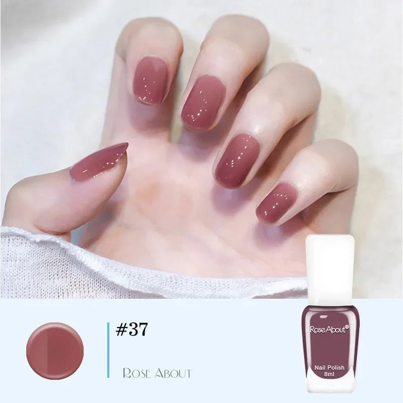 Blushimmer no-bake water-based nail polish in 40 colors with glitter sequins, quick-drying, long-lasting nude nail polish.