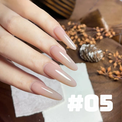 Blushimmer MIANEL Japanese style fairy gel nail polish in white, pink, nude, and clear shades for summer nails, 12ml bottle.