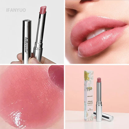 Blushimmer Vitamin E Pink Honey Lipstick and lip balm showing smooth, nourishing tinted lip color and moisturizing natural finish.