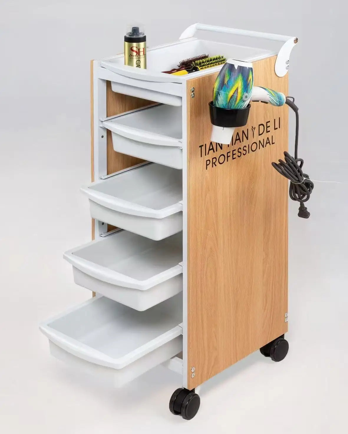 High Quality Modern Design Salon Trolley Hot Sale Durable Wood and ABS Tiers 4-Wheel Heavy-Duty Sports Venue Equipment
