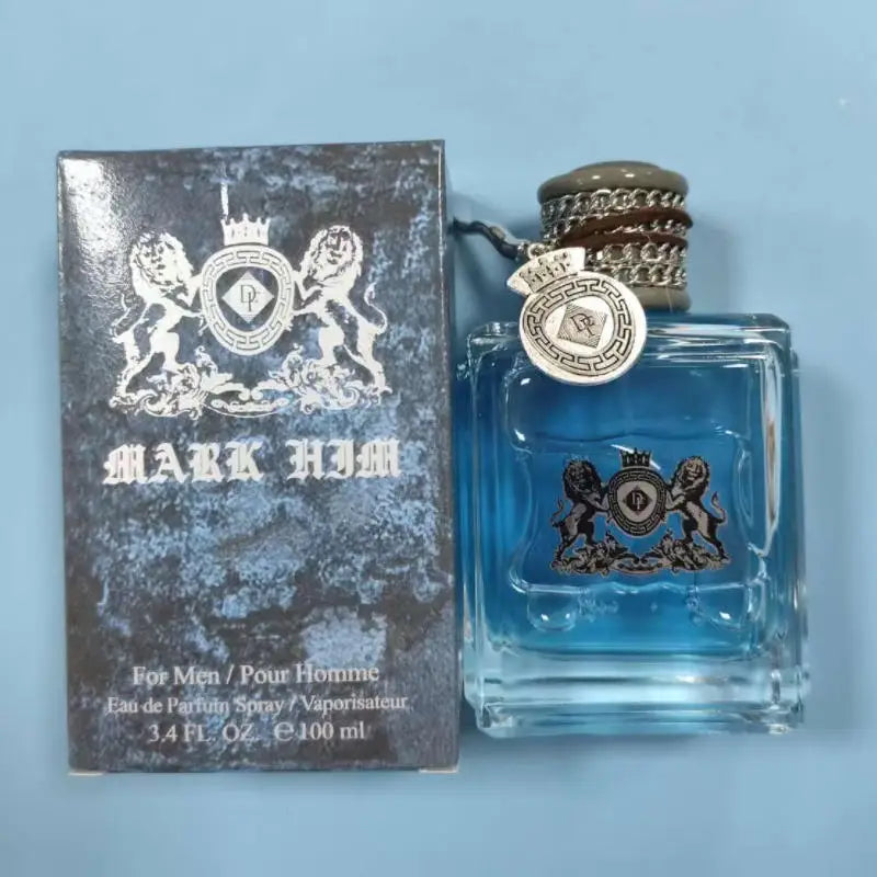 Blushimmer Oud Wood Milk perfume spray with sandalwood scent, featuring a sleek bottle for men, designed to attract and flirt.