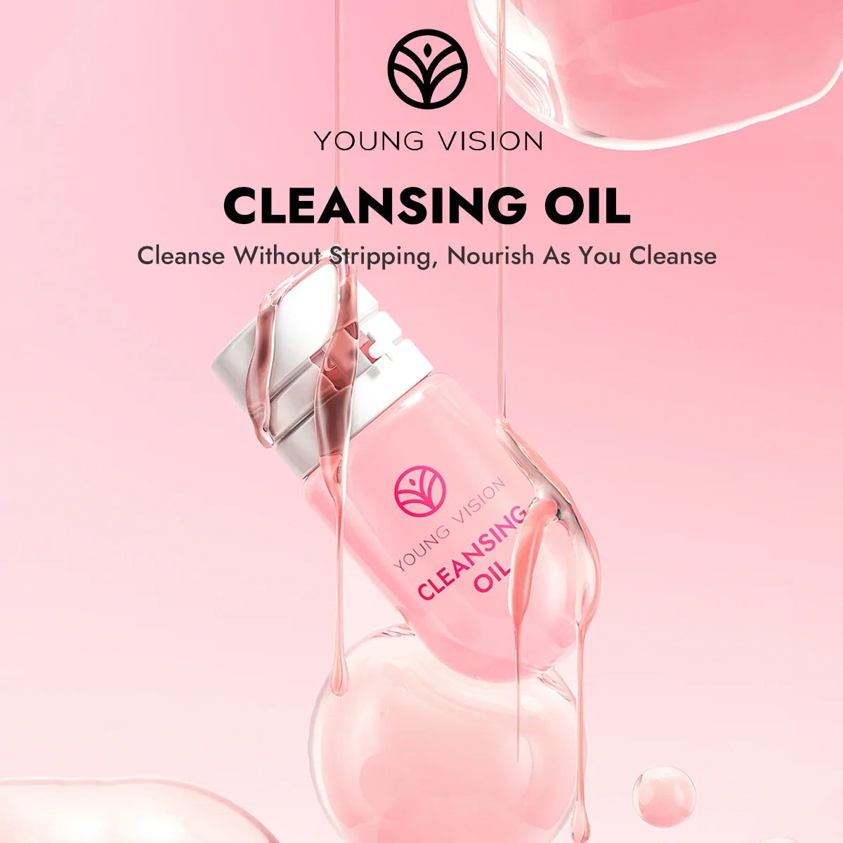 Blushimmer Young Vision cleansing oil set with rose flower scent, gentle makeup remover and pore cleanser in 5 or 10-piece set.