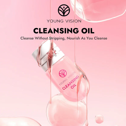 Blushimmer Young Vision cleansing oil set with rose flower scent, gentle makeup remover and pore cleanser in 5 or 10-piece set.